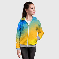 Толстовка на молнии детская Желто голубой градиент, цвет: 3D-меланж — фото 2