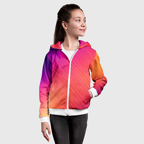 Детская толстовка на молнии Градиент в косую полоску / 3D-Белый – фото 4