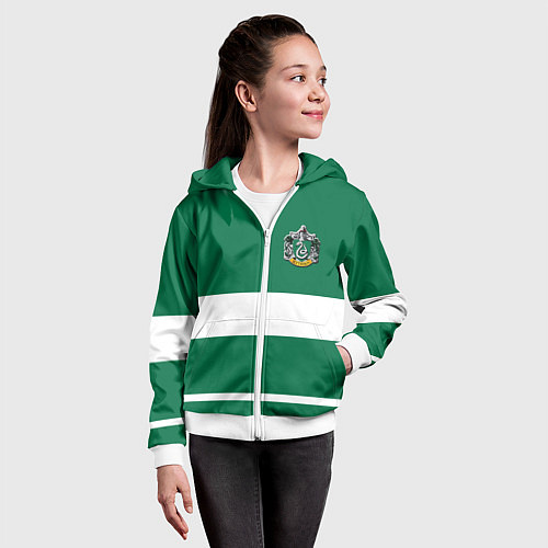 Детская толстовка на молнии Гарри Поттер Слизерин / 3D-Белый – фото 4