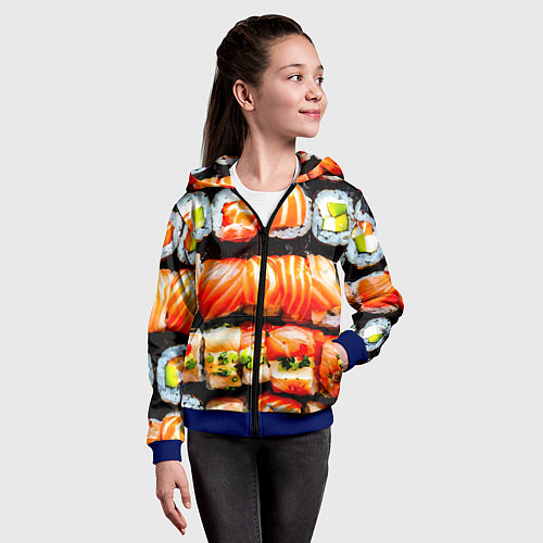 Детская толстовка на молнии Сет роллов / 3D-Синий – фото 4