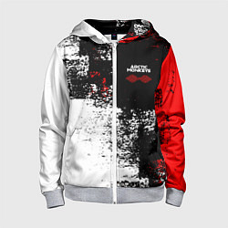 Толстовка на молнии детская Arctic Monkeys - Красные и белые помехи, цвет: 3D-меланж