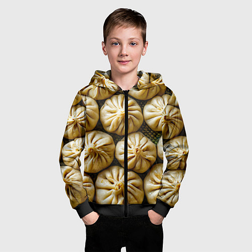 Детская толстовка на молнии Хинкали / 3D-Черный – фото 3