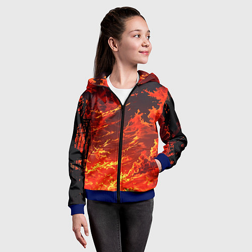 Детская толстовка на молнии Багровый огненный закат / 3D-Синий – фото 4