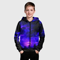 Толстовка на молнии детская Фиолетовый апокалиптический закат, цвет: 3D-черный — фото 2