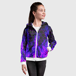 Толстовка на молнии детская Неоновый огонь и соты, цвет: 3D-белый — фото 2