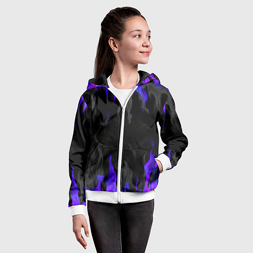 Детская толстовка на молнии Неоновый огонь и дым / 3D-Белый – фото 4