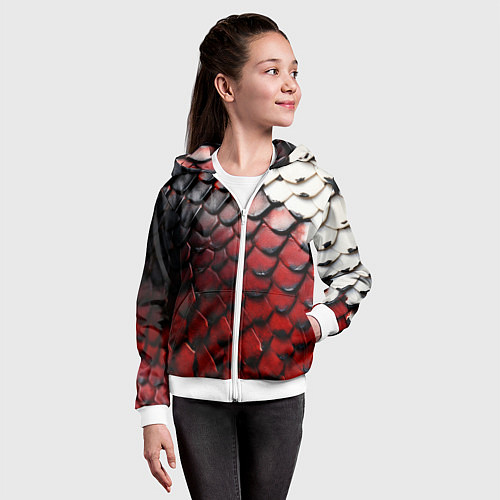 Детская толстовка на молнии Змеиная броня / 3D-Белый – фото 4