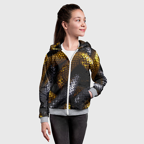 Детская толстовка на молнии Звенья одной цепи / 3D-Меланж – фото 4