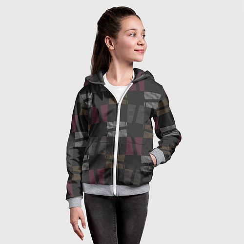 Детская толстовка на молнии Геометрические фигуры из полос / 3D-Меланж – фото 4