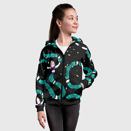 Детская толстовка на молнии Змейки на охоте / 3D-Черный – фото 4