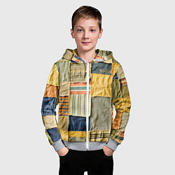 Толстовка на молнии детская Пэчворк в желтых оттенках, цвет: 3D-меланж — фото 2