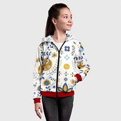 Толстовка на молнии детская Скандинавский узор, цвет: 3D-красный — фото 2