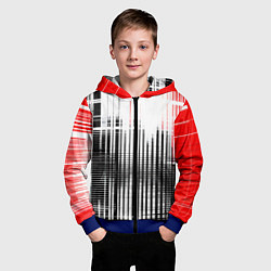 Толстовка на молнии детская Красно-чёрный гранж на белом фоне, цвет: 3D-синий — фото 2