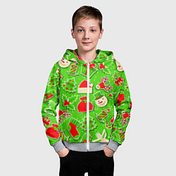 Толстовка на молнии детская Новогоднее настроение паттерн, цвет: 3D-меланж — фото 2