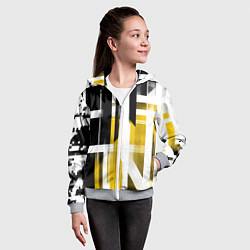 Толстовка на молнии детская Чёрно-жёлтые вертикальные и горизонтальные полосы, цвет: 3D-меланж — фото 2