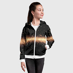 Толстовка на молнии детская Огненные искры на черном, цвет: 3D-белый — фото 2