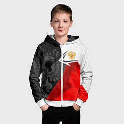 Толстовка на молнии детская Герб России - красно-белый, цвет: 3D-белый — фото 2