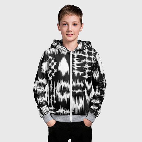 Детская толстовка на молнии Штриховка - геометрическая абстракция / 3D-Меланж – фото 3