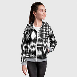Толстовка на молнии детская Штриховка - геометрическая абстракция, цвет: 3D-меланж — фото 2