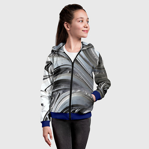 Детская толстовка на молнии Полированный серебряный металл / 3D-Синий – фото 4