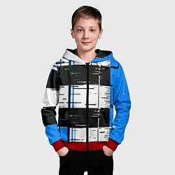 Толстовка на молнии детская Синие и чёрные полосы на белом фоне, цвет: 3D-красный — фото 2