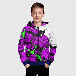 Толстовка на молнии детская Зелёно-розовая абстракция на белом фоне, цвет: 3D-синий — фото 2