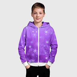 Толстовка на молнии детская Резные снежинки глитч, цвет: 3D-белый — фото 2