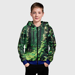 Толстовка на молнии детская Зелёный летний лес, цвет: 3D-синий — фото 2