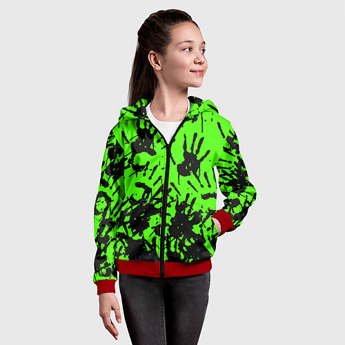 Детская толстовка на молнии Death stranding руки / 3D-Красный – фото 4