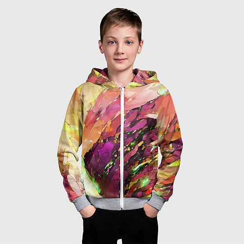 Детская толстовка на молнии Красно-жёлтая абстракция / 3D-Меланж – фото 3