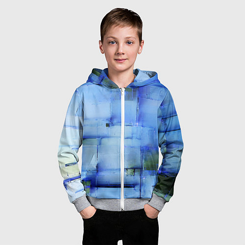 Детская толстовка на молнии Чёрные пятна на синем фоне абстракция / 3D-Меланж – фото 3