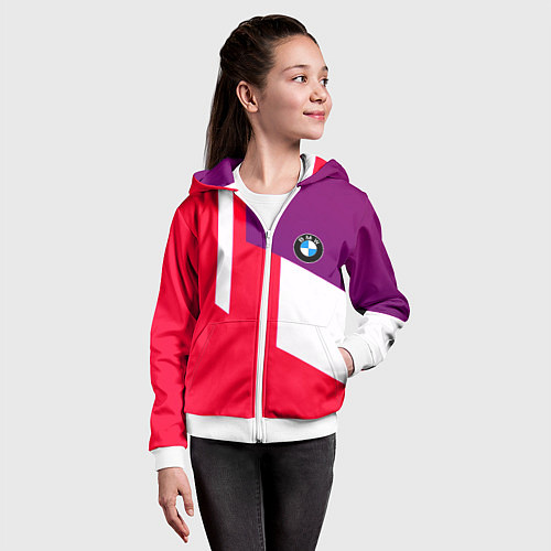 Детская толстовка на молнии BMW geometry sport / 3D-Белый – фото 4