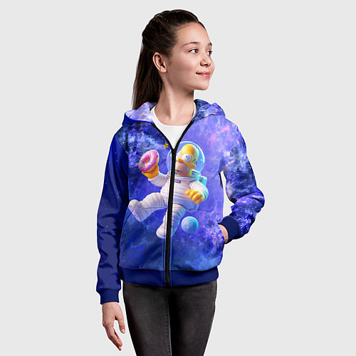 Детская толстовка на молнии Homer Simpson is a brave astronaut / 3D-Синий – фото 4