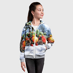 Толстовка на молнии детская Красные и желтый новогодние шары, цвет: 3D-меланж — фото 2