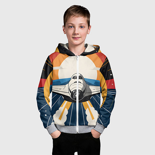 Детская толстовка на молнии Скоростной ретро самолет / 3D-Меланж – фото 3