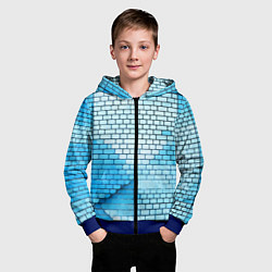 Толстовка на молнии детская Синие кирпичики, цвет: 3D-синий — фото 2