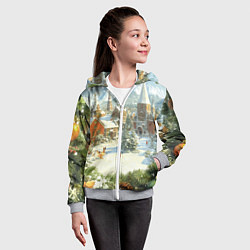 Толстовка на молнии детская Фон рождества, цвет: 3D-меланж — фото 2