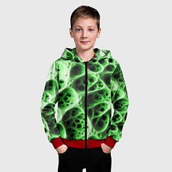 Толстовка на молнии детская Зелёная пористая структура, цвет: 3D-красный — фото 2
