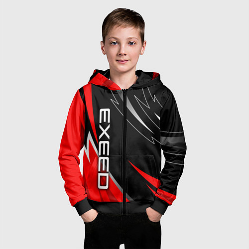 Детская толстовка на молнии Exeed - red uniform / 3D-Черный – фото 3