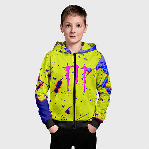 Детская толстовка на молнии Monster energy краски / 3D-Черный – фото 3