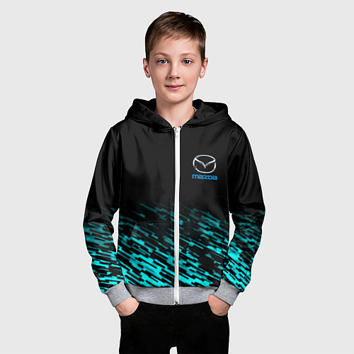 Детская толстовка на молнии Mazda голубые краски / 3D-Меланж – фото 3