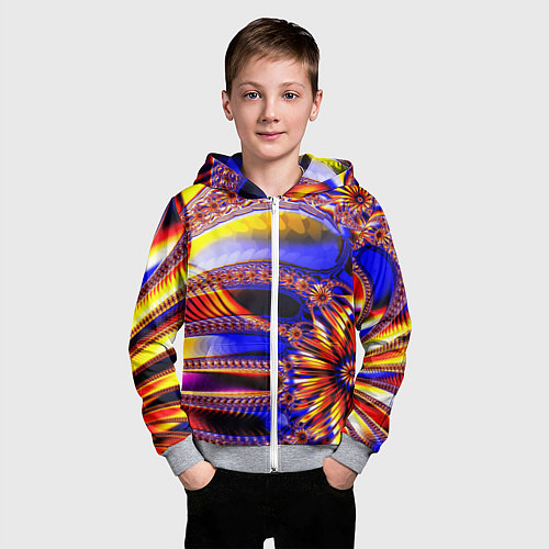 Детская толстовка на молнии Психоделика стекло / 3D-Меланж – фото 3