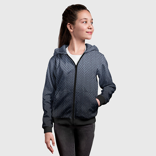 Детская толстовка на молнии Тёмный серо-синий градиент текстурированный с узор / 3D-Черный – фото 4