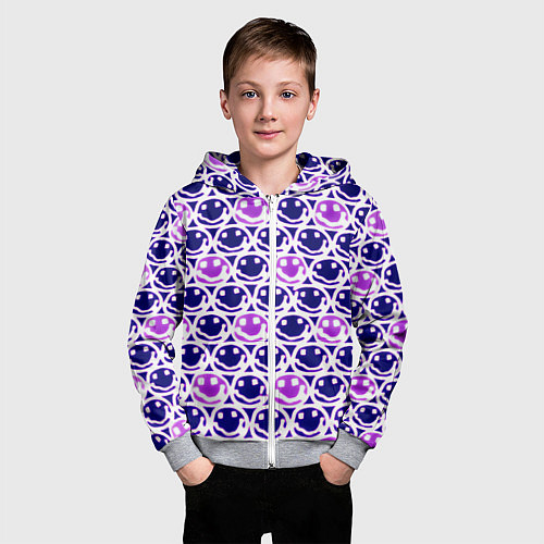 Детская толстовка на молнии Nirvana neon smile / 3D-Меланж – фото 3