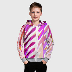 Толстовка на молнии детская Бело-розовая абстракция, цвет: 3D-меланж — фото 2
