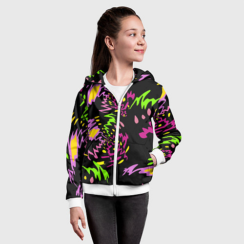 Детская толстовка на молнии Яркие абстрактные круги-зигзаги / 3D-Белый – фото 4