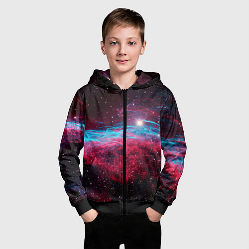 Детская толстовка на молнии Uy scuti star - neon space / 3D-Черный – фото 3