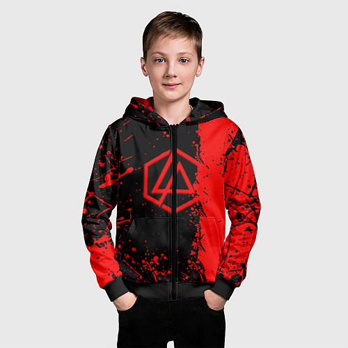 Детская толстовка на молнии Linkin park краски всплеск текстура / 3D-Черный – фото 3