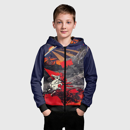 Детская толстовка на молнии Советский Союз - Заря Человечества / 3D-Черный – фото 3