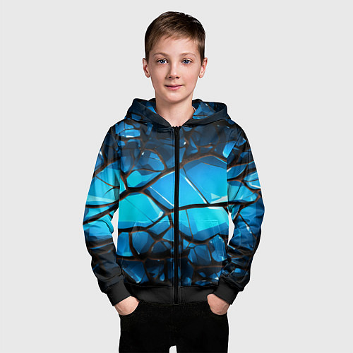 Детская толстовка на молнии Синяя текстура объемных плит / 3D-Черный – фото 3